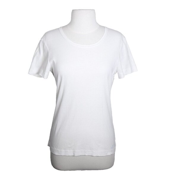 Saint James Womens 10 White Vintage Round Neck T Shirt Short Sleeve 100% Cotton - Picture 1 of 7